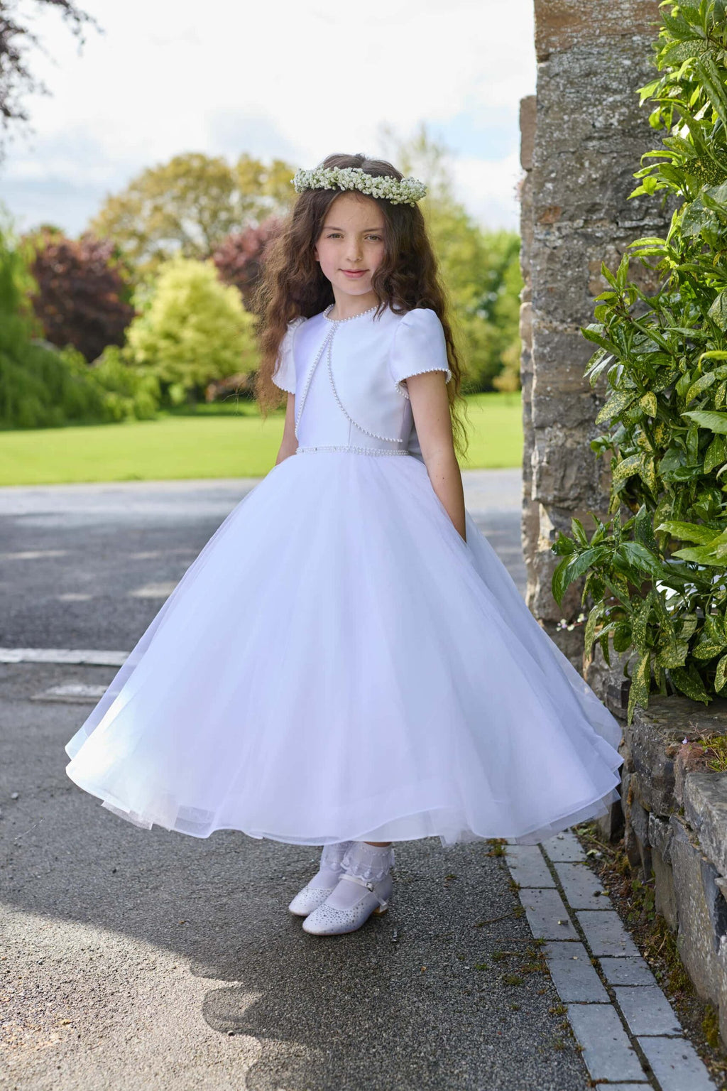 Isabella Girls White Communion Dress:- IS27456