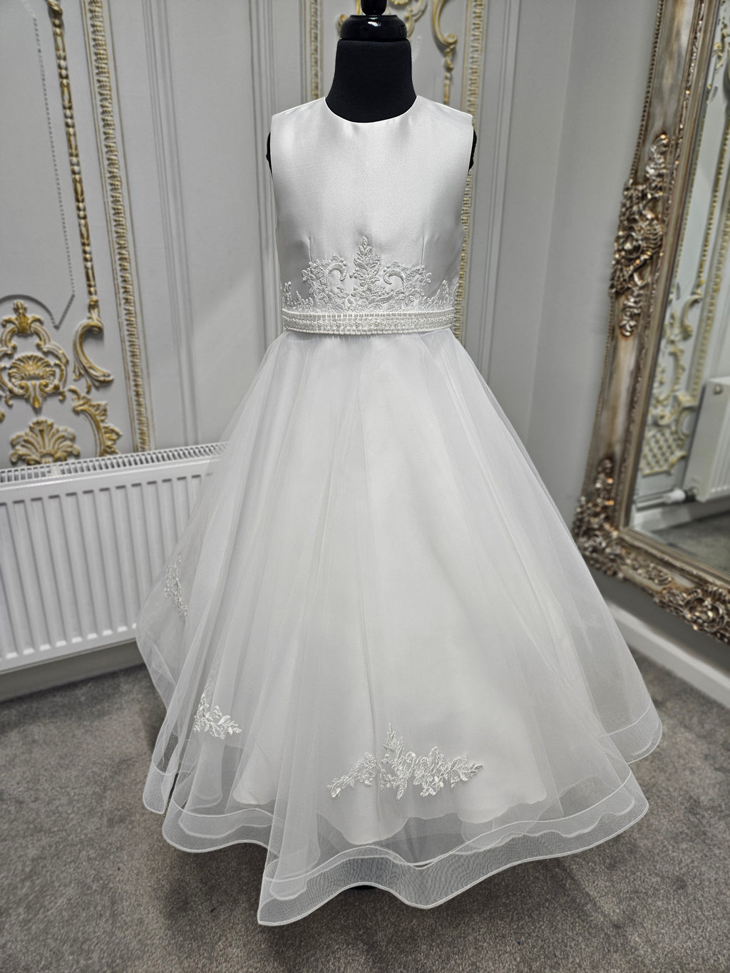 SALE COMMUNION DRESS KOKO Girls White Communion Dress:- KO25830/832 AGE 6, 7 & 8