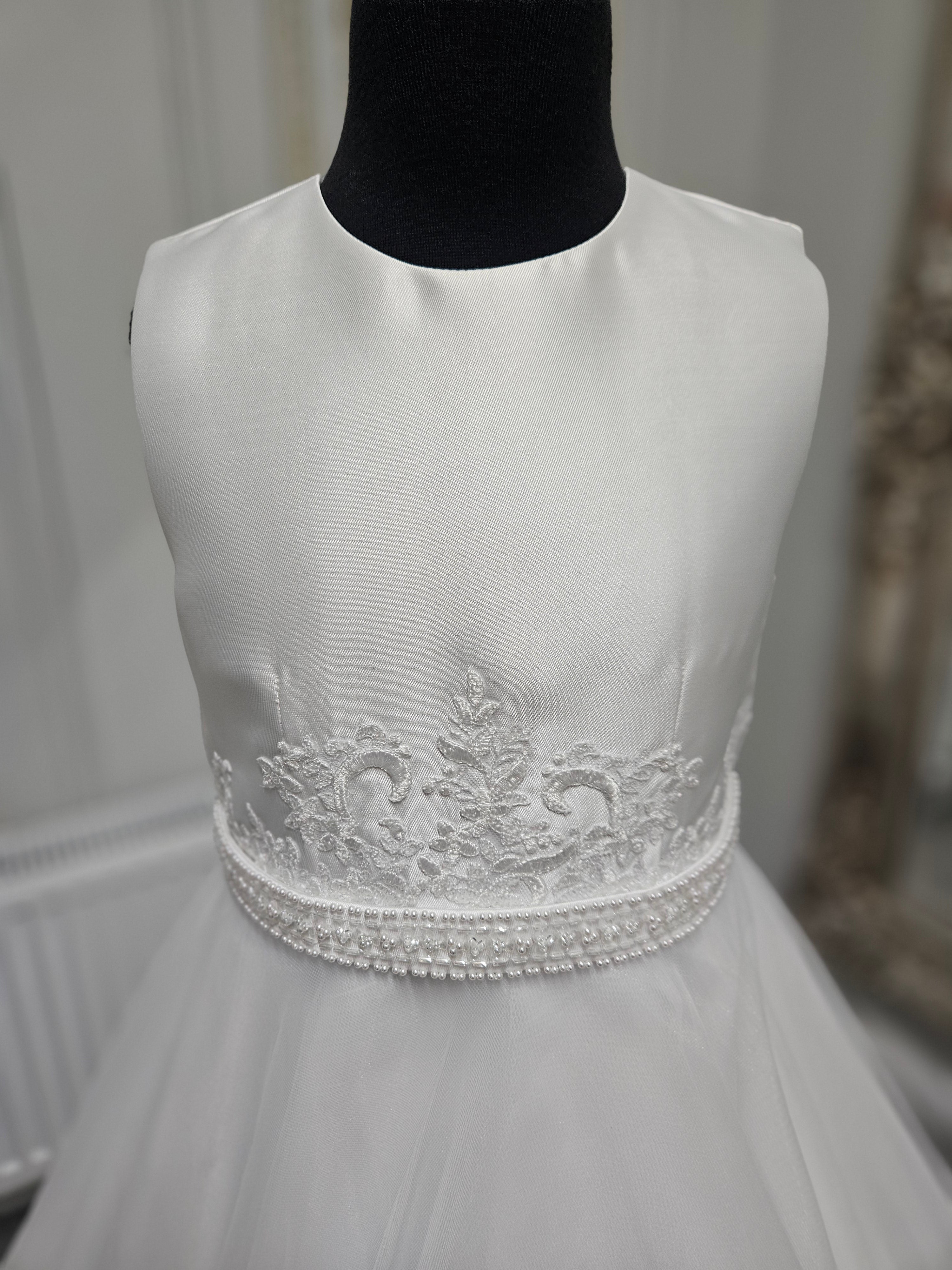 SALE COMMUNION DRESS KOKO Girls White Communion Dress:- KO25830/832 AGE 6, 7 & 8