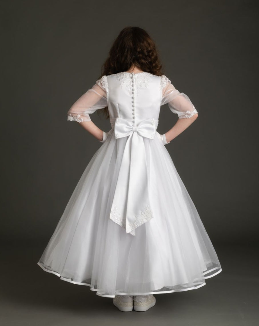 SALE COMMUNION DRESS Celebrations Girls White Communion Dress:- Jasmine Age 8