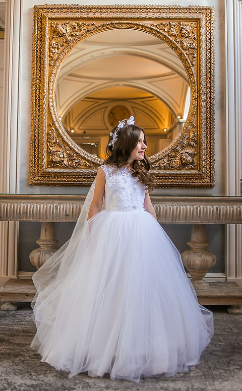 Crystal & Pearl Elodie White Communion Dress (Tulle Skirt)