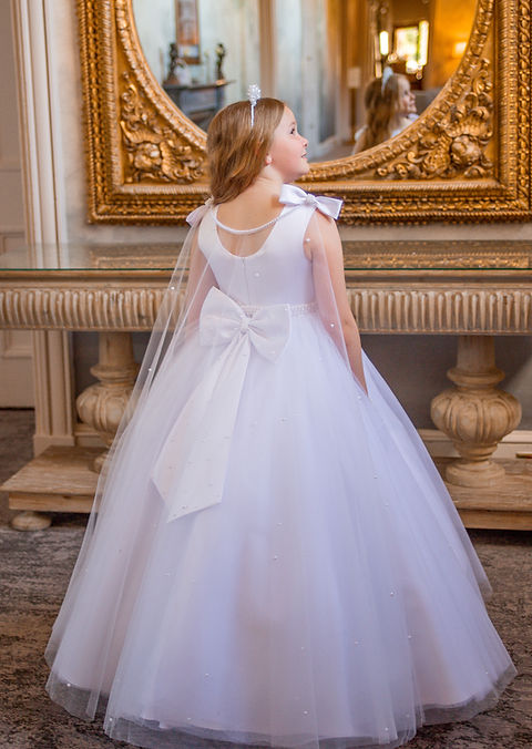 Crystal & Pearl Zaria White Communion Dress (Tulle Skirt)