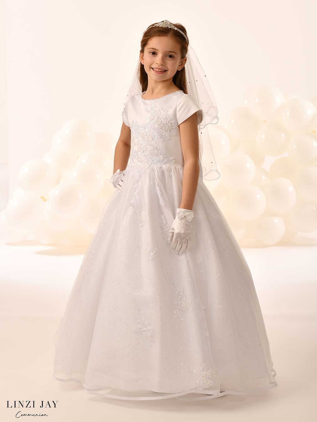 Linzi Jay Girls White Communion Dress:- Odessa