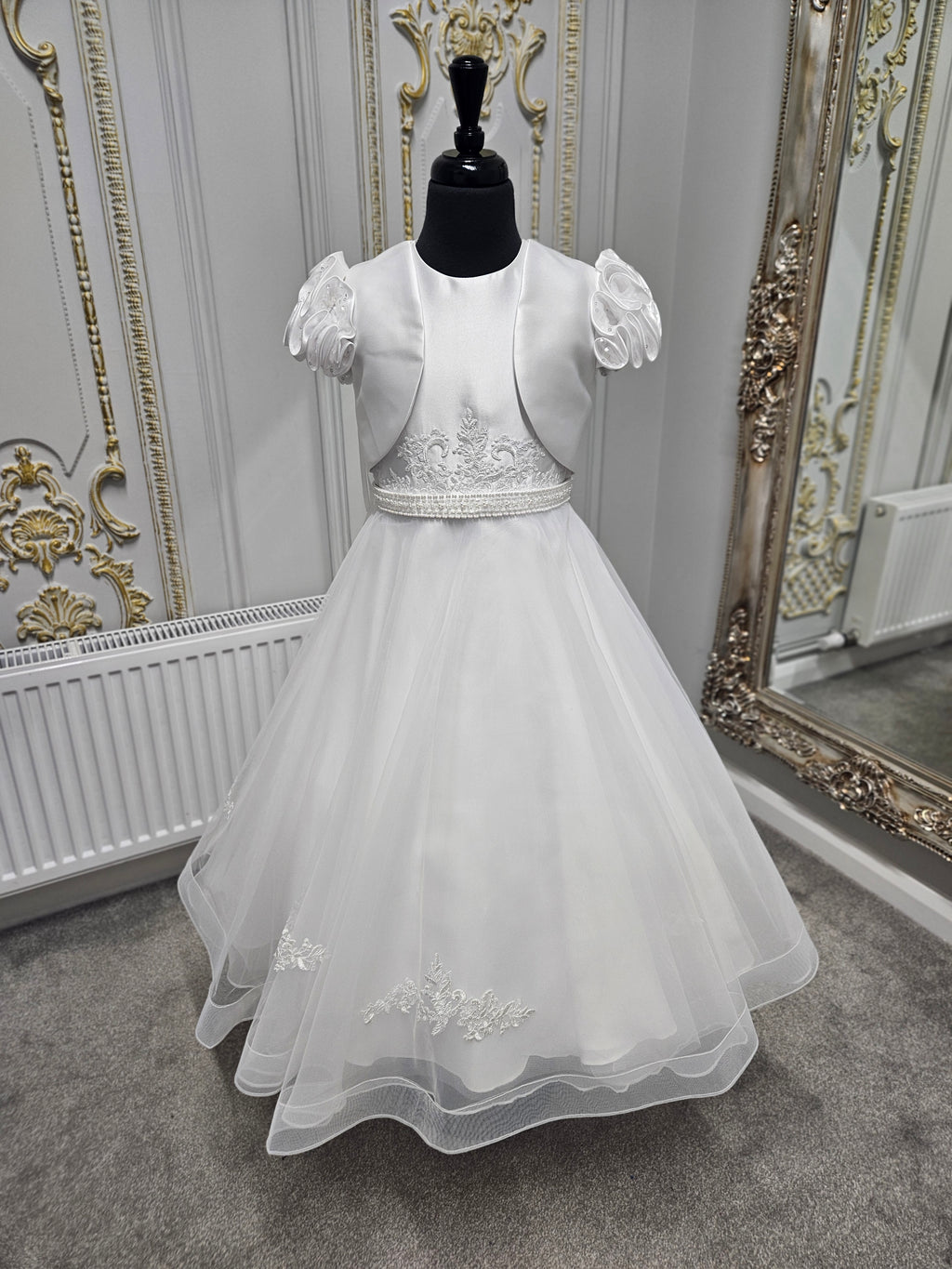 SALE COMMUNION DRESS KOKO Girls White Communion Dress:- KO25830/832 AGE 6, 7 & 8