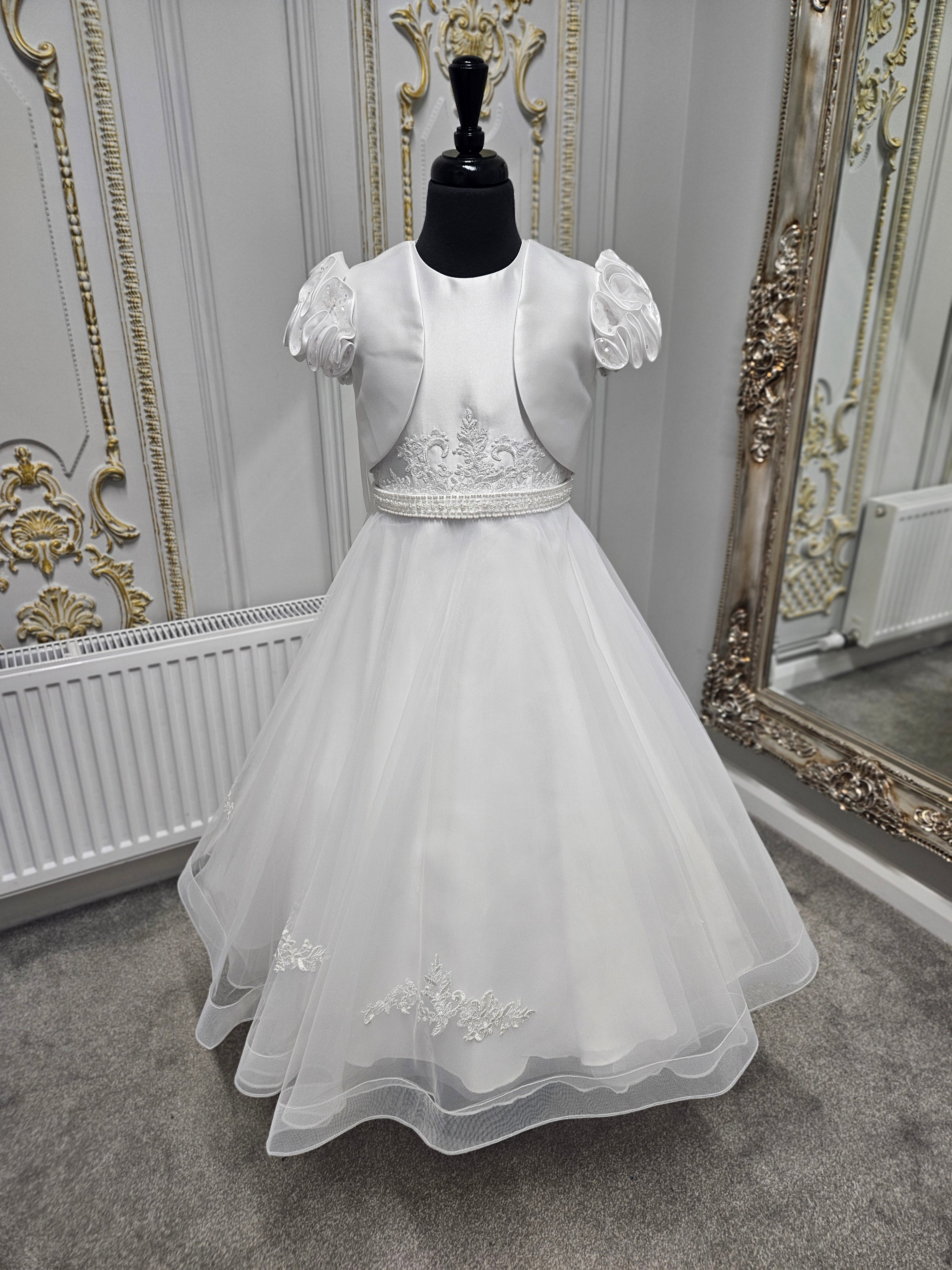 SALE COMMUNION DRESS KOKO Girls White Communion Dress:- KO25830/832 AGE 6, 7 & 8