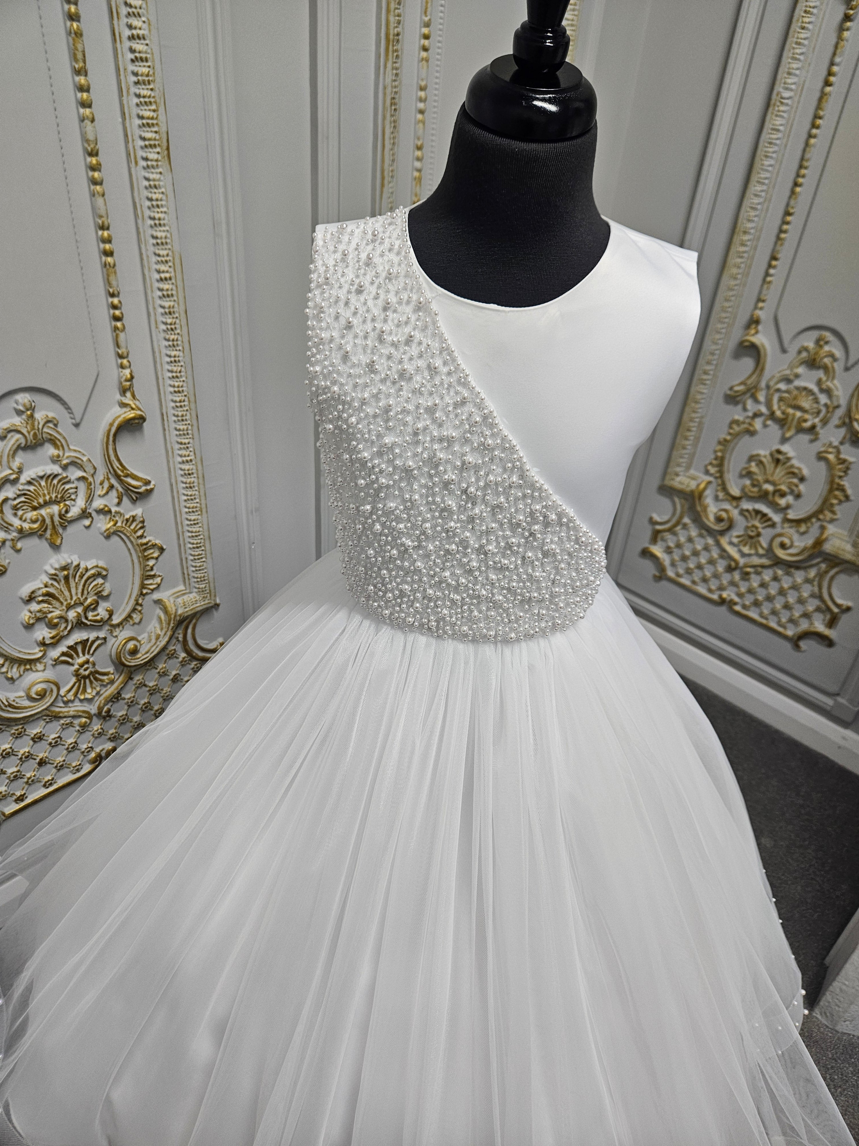 Rosa Bella By Sweetie Pie Girls White Communion Dress:- RB687