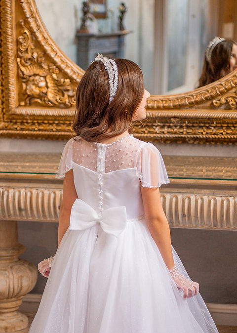 Crystal & Pearl Glimmer White Communion Dress (Tulle Glitter Skirt)