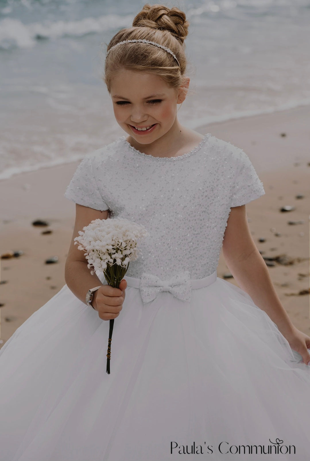 Paula's Communion Girls White Communion Dress:- PJ111