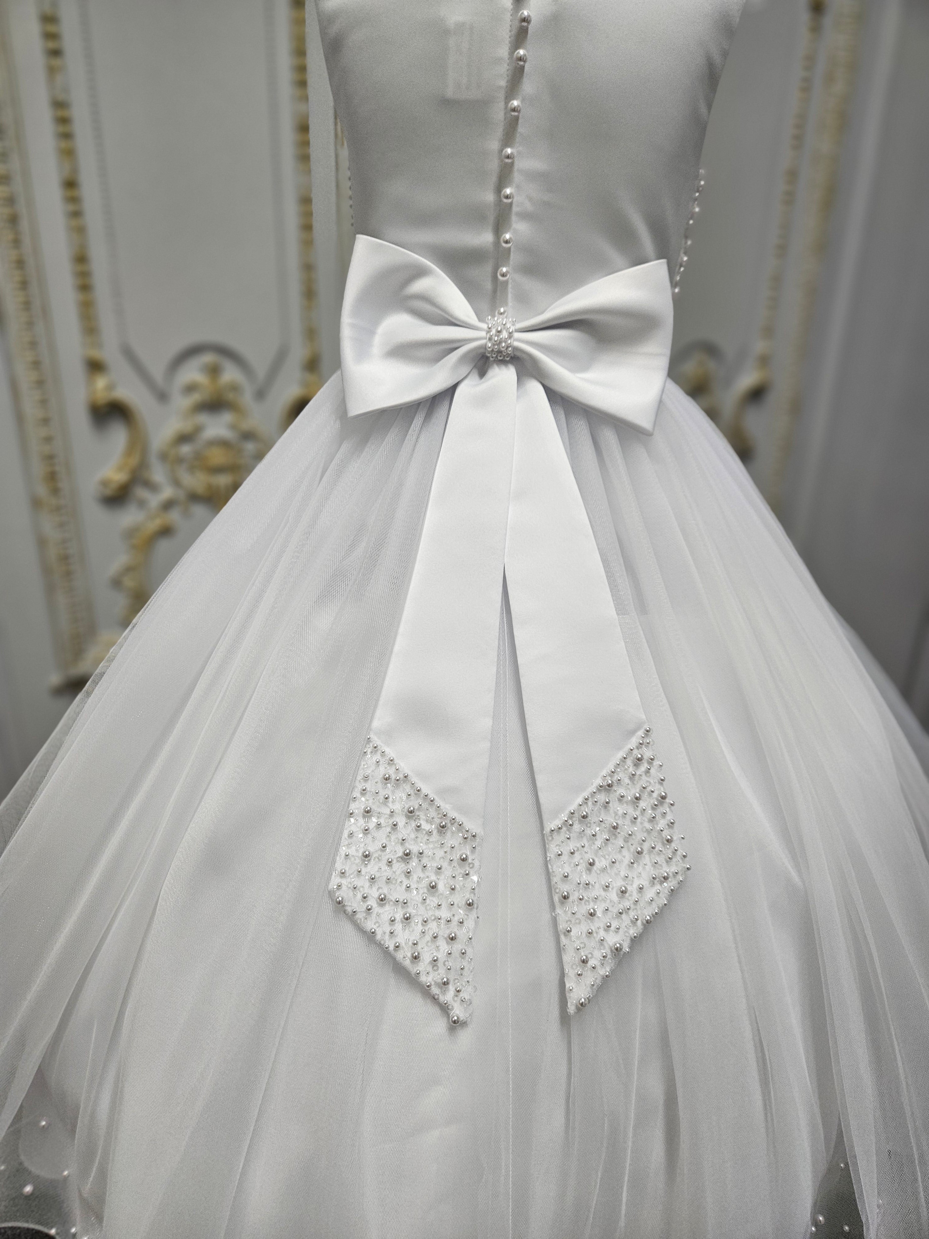 Rosa Bella By Sweetie Pie Girls White Communion Dress:- RB687