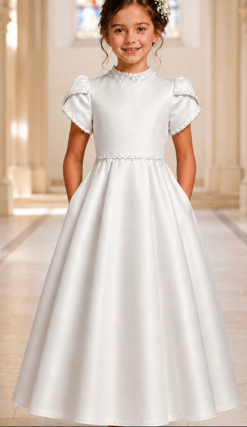 Paula's Communion Girls White Communion Dress:- PJ112