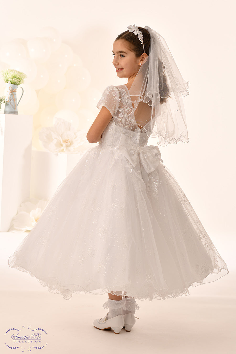 Sweetie Pie Girls White Communion Dress:- 5042