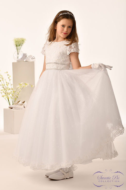 Sweetie Pie Girls White Communion Dress:- 5037