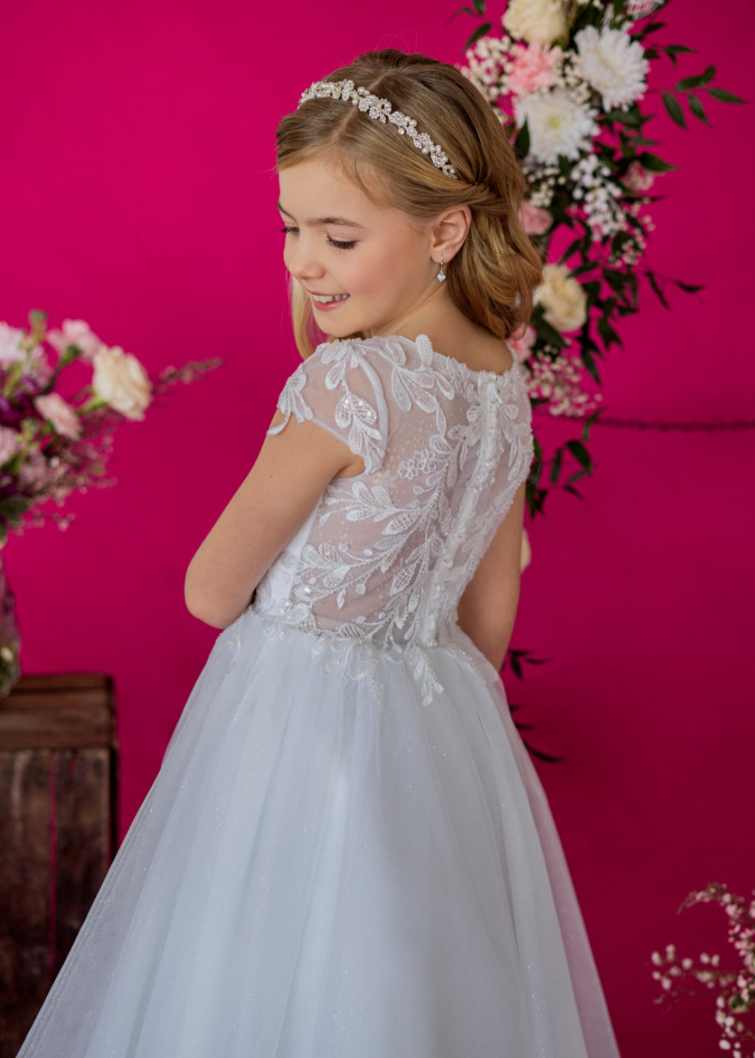 Emmerling Girls White Communion Dress:- Lanessa