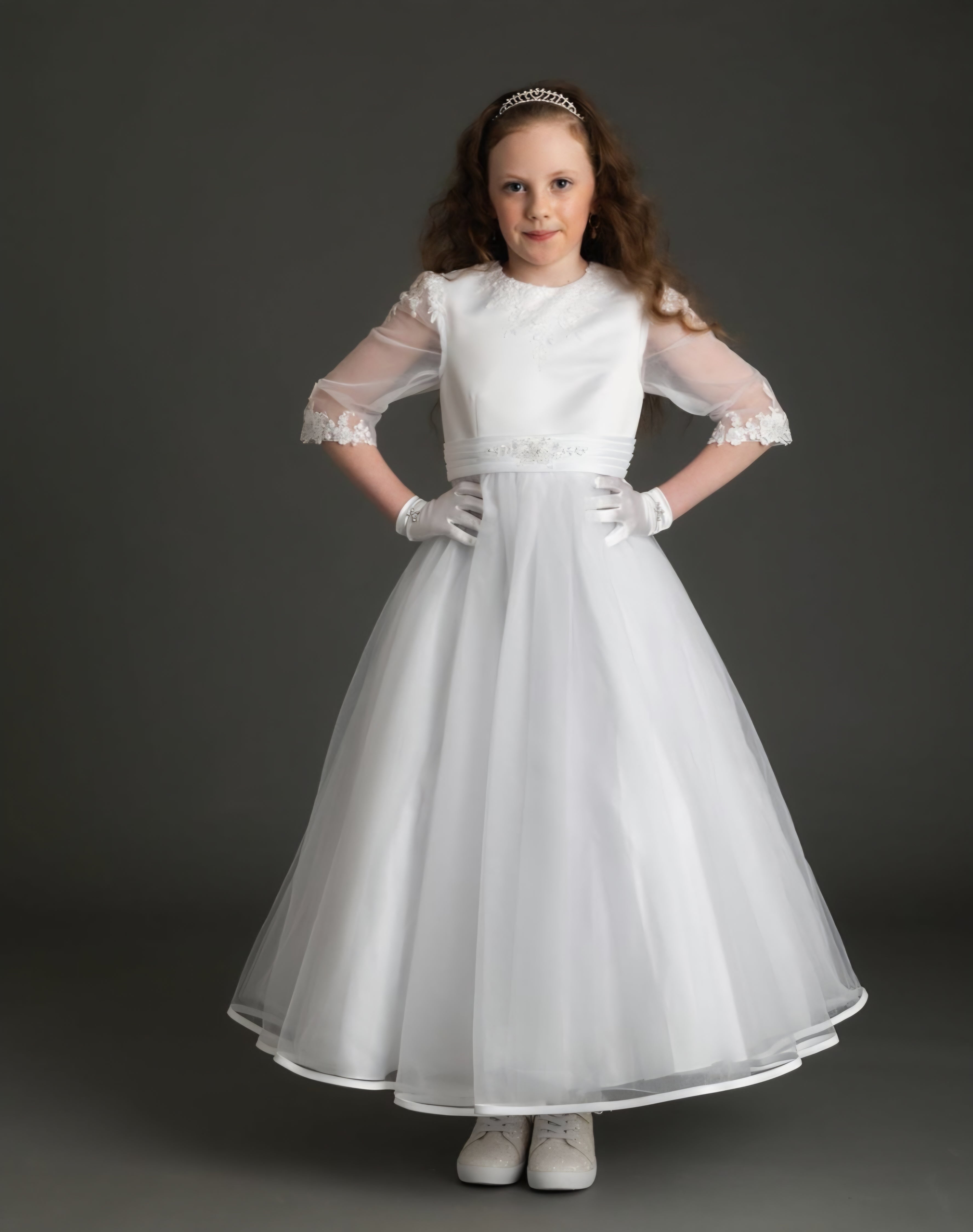 SALE COMMUNION DRESS Celebrations Girls White Communion Dress:- Jasmine Age 8