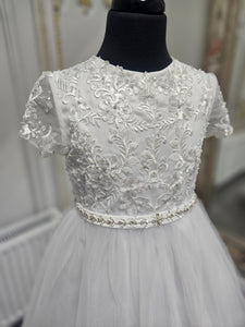 SALE COMMUNION DRESS Little People Girls White Communion Dress:- Nova Age 6, 7 & 8