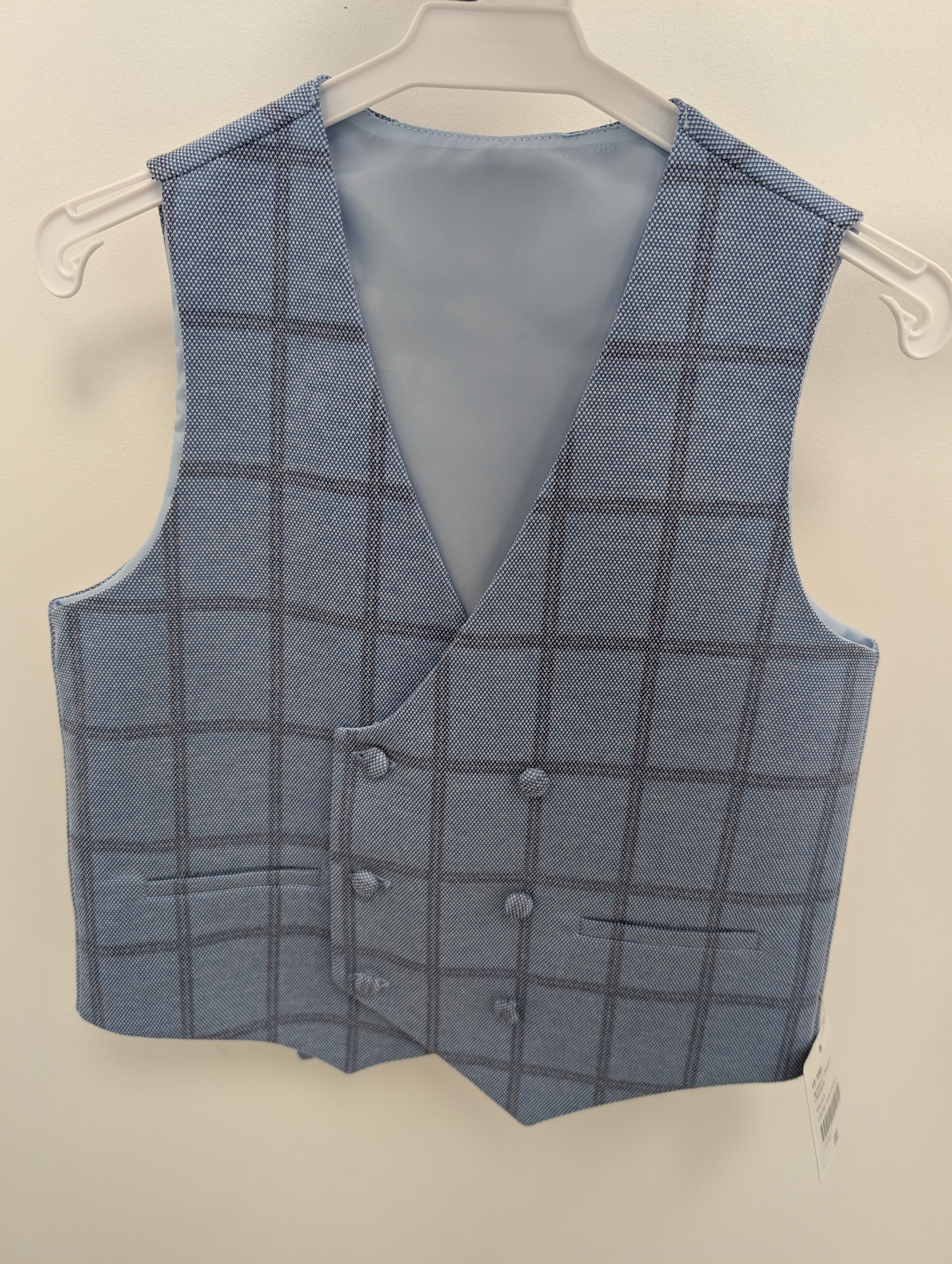 Cuvico Boys Light Blue Cheque Waistcoat