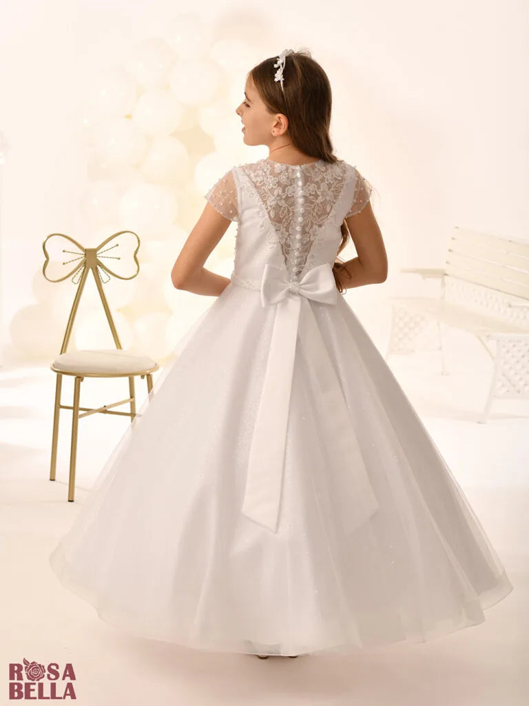 Rosa Bella By Sweetie Pie Girls White Communion Dress:- RB809