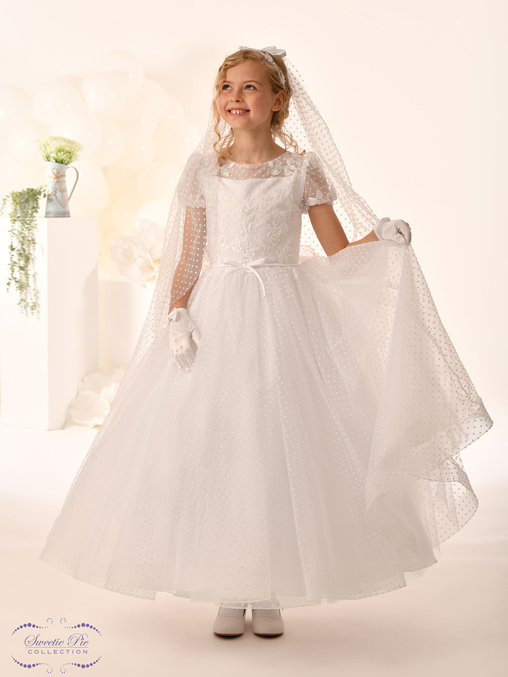 Sweetie Pie Girls White Communion Dress:- 5052
