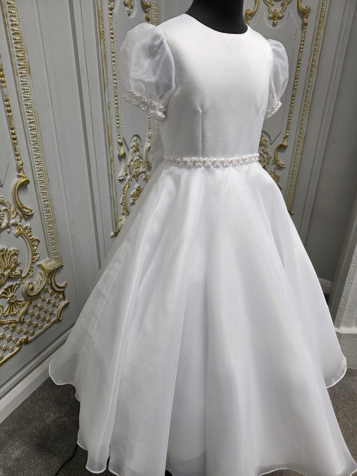 Isabella Girls White Communion Dress:- IS27454