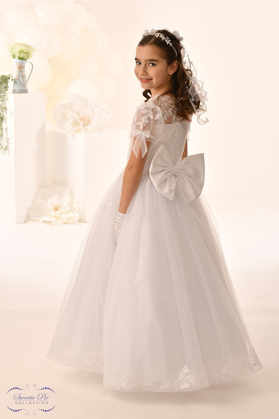 Sweetie Pie Girls White Communion Dress:- 5049