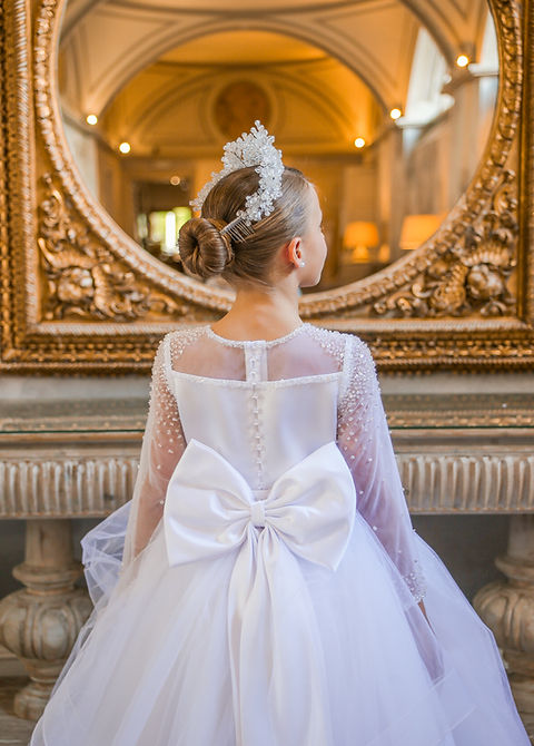 Crystal & Pearl Karolina White Communion Dress (Tulle Skirt)