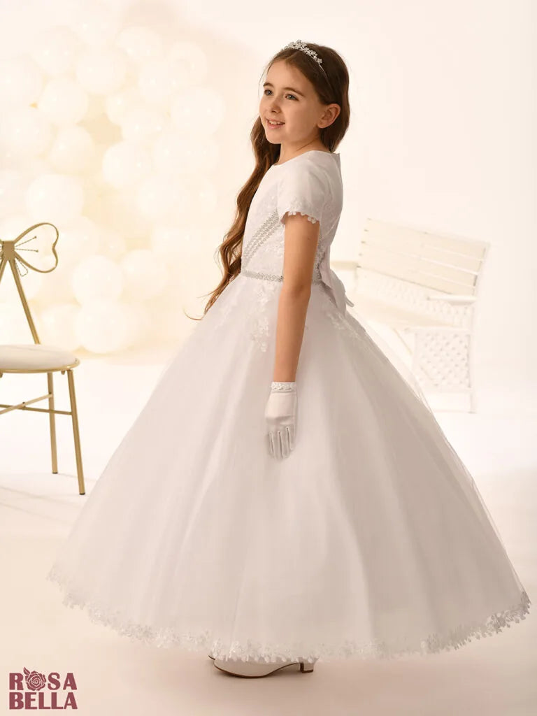 Rosa Bella By Sweetie Pie Girls White Communion Dress:- RB805
