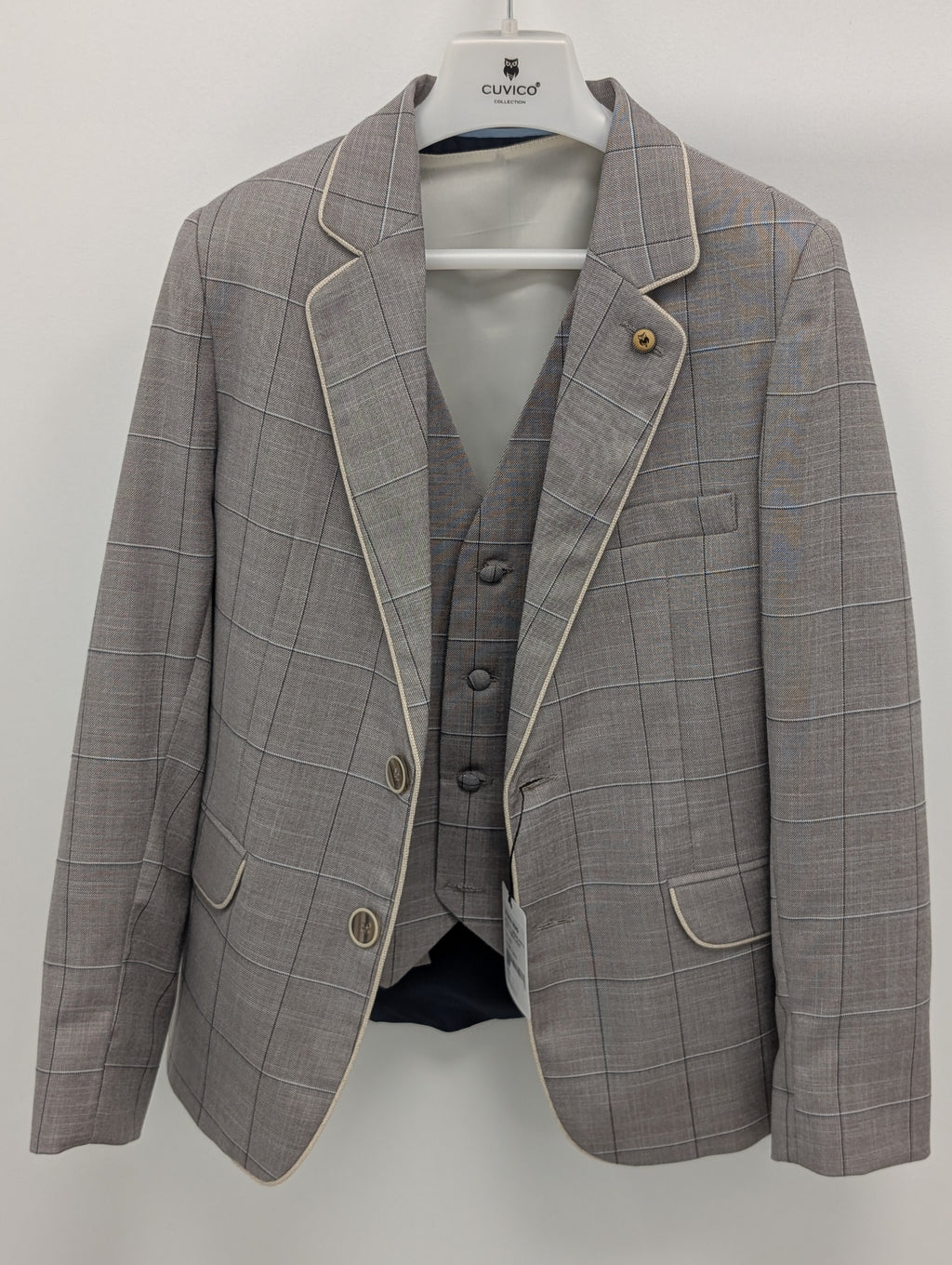 Cuvico Boys Light Brown Cheque Blazer