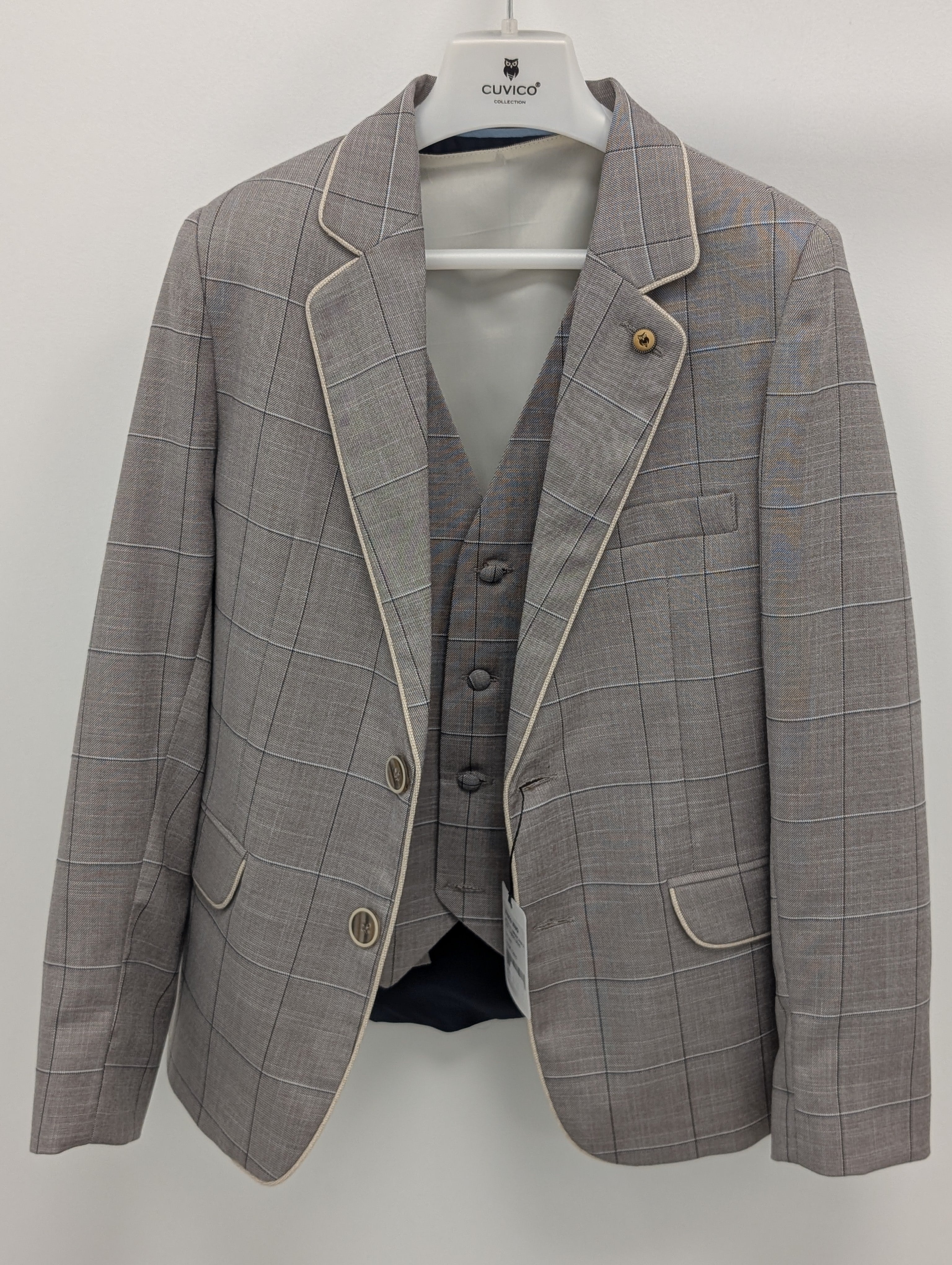 Cuvico Boys Light Brown Cheque Blazer