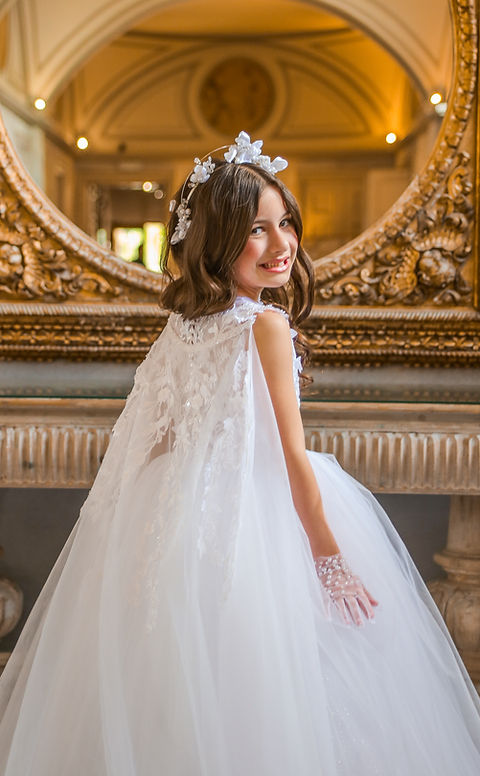 Crystal & Pearl Elodie White Communion Dress (Tulle Skirt)