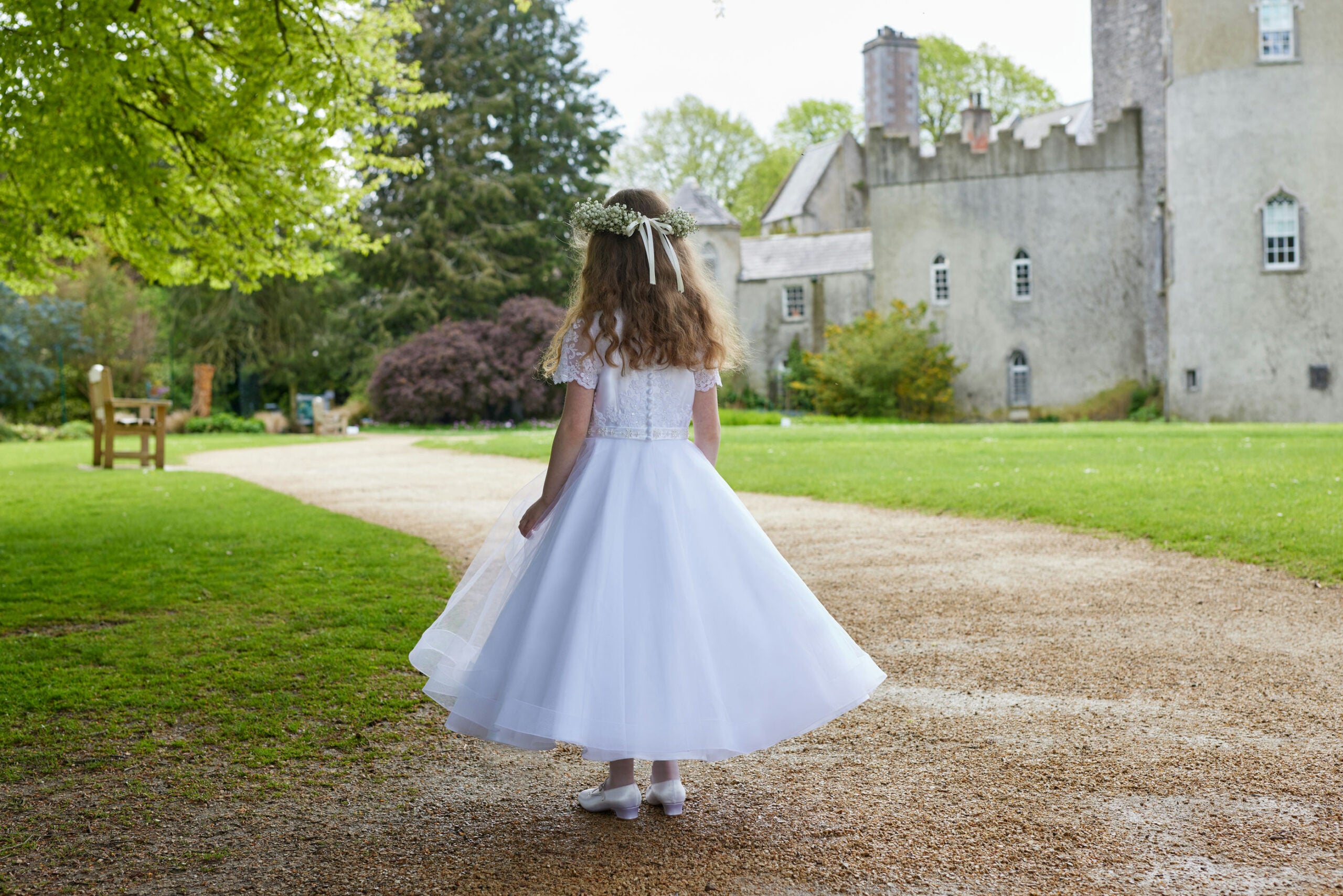 SALE COMMUNION DRESS Isabella Girls White Communion Dress:- IS24698 Age 9