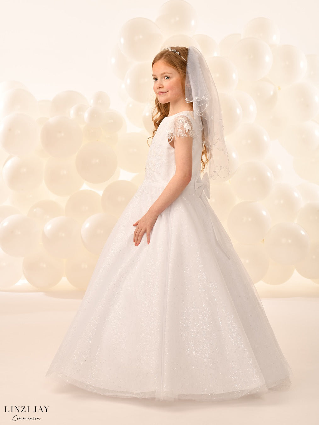 Linzi Jay Girls White Communion Dress:- Karla