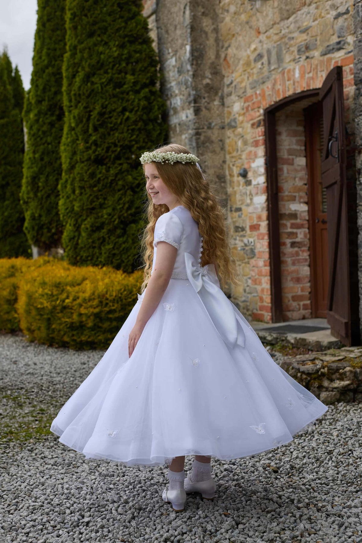 Isabella Girls White Communion Dress:- IS27420