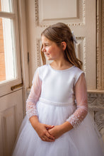Load image into Gallery viewer, Crystal &amp; Pearl Broadway White Communion Dress (Straight Beaded Skirt)
