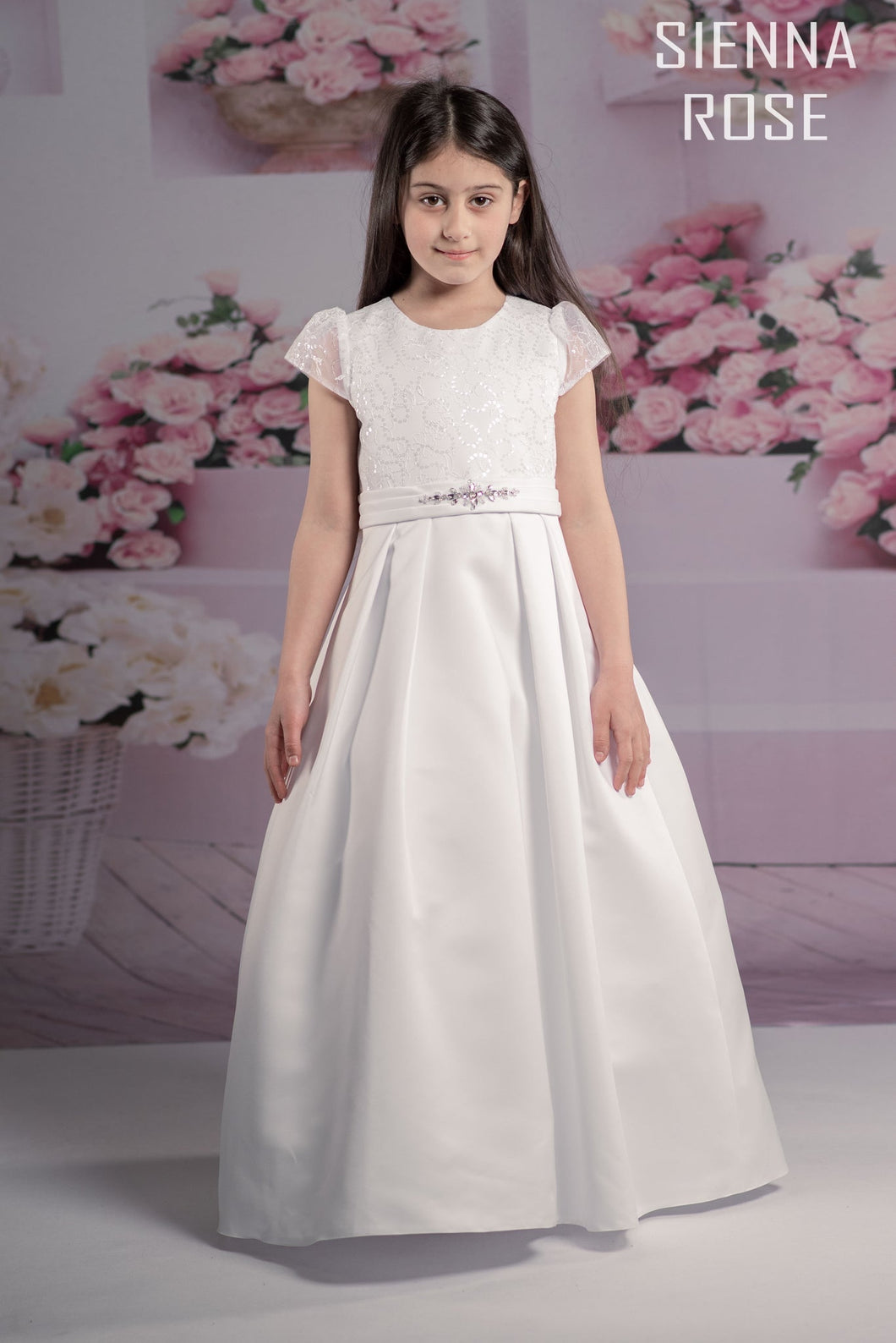 SALE COMMUNION DRESS Sienna Rose By Sweetie Pie Girls White Communion Dress:- SR706 AGE 6, 7, 9 & 10