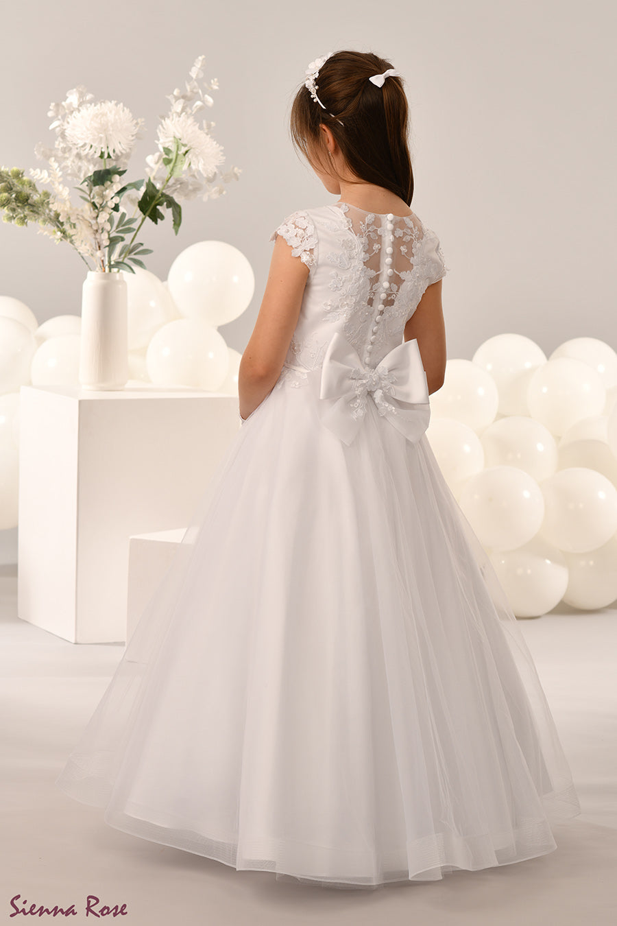 Sienna Rose By Sweetie Pie Girls White Communion Dress:- SR750