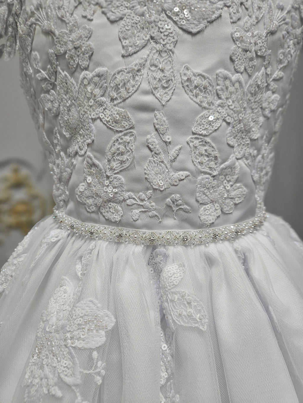 Rosa Bella By Sweetie Pie Girls White Communion Dress:- RB685