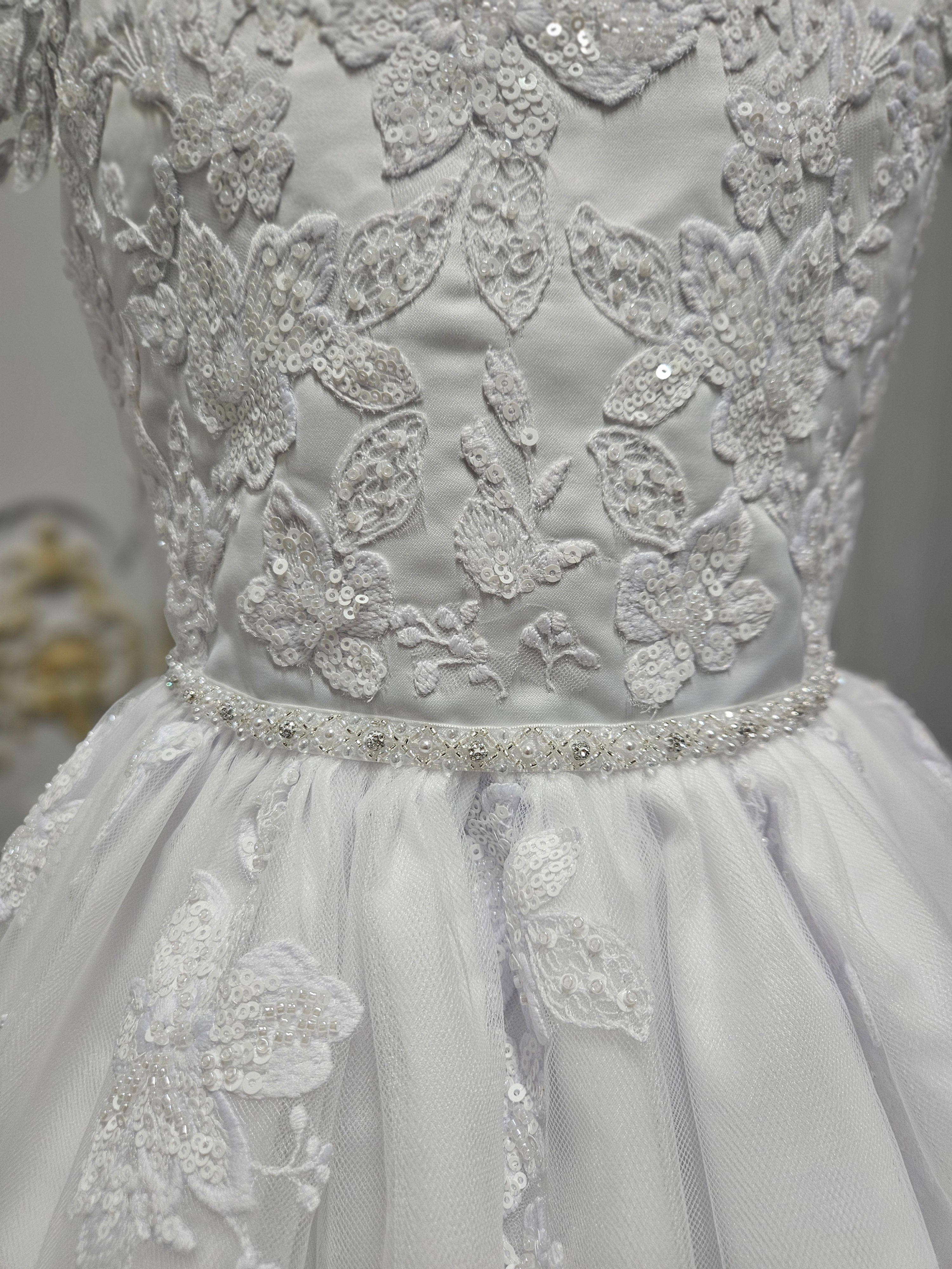 Rosa Bella By Sweetie Pie Girls White Communion Dress:- RB685