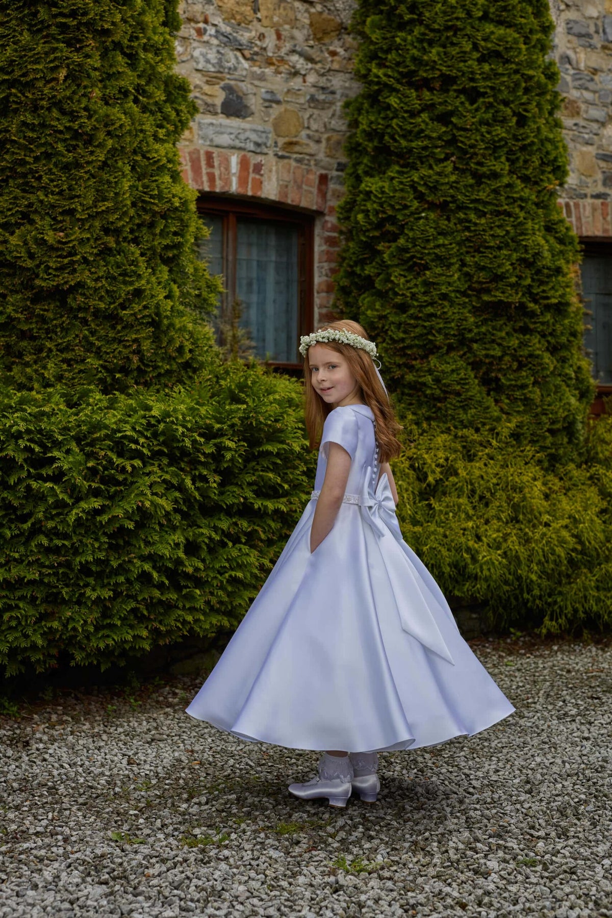 Isabella Girls White Communion Dress:- IS27484