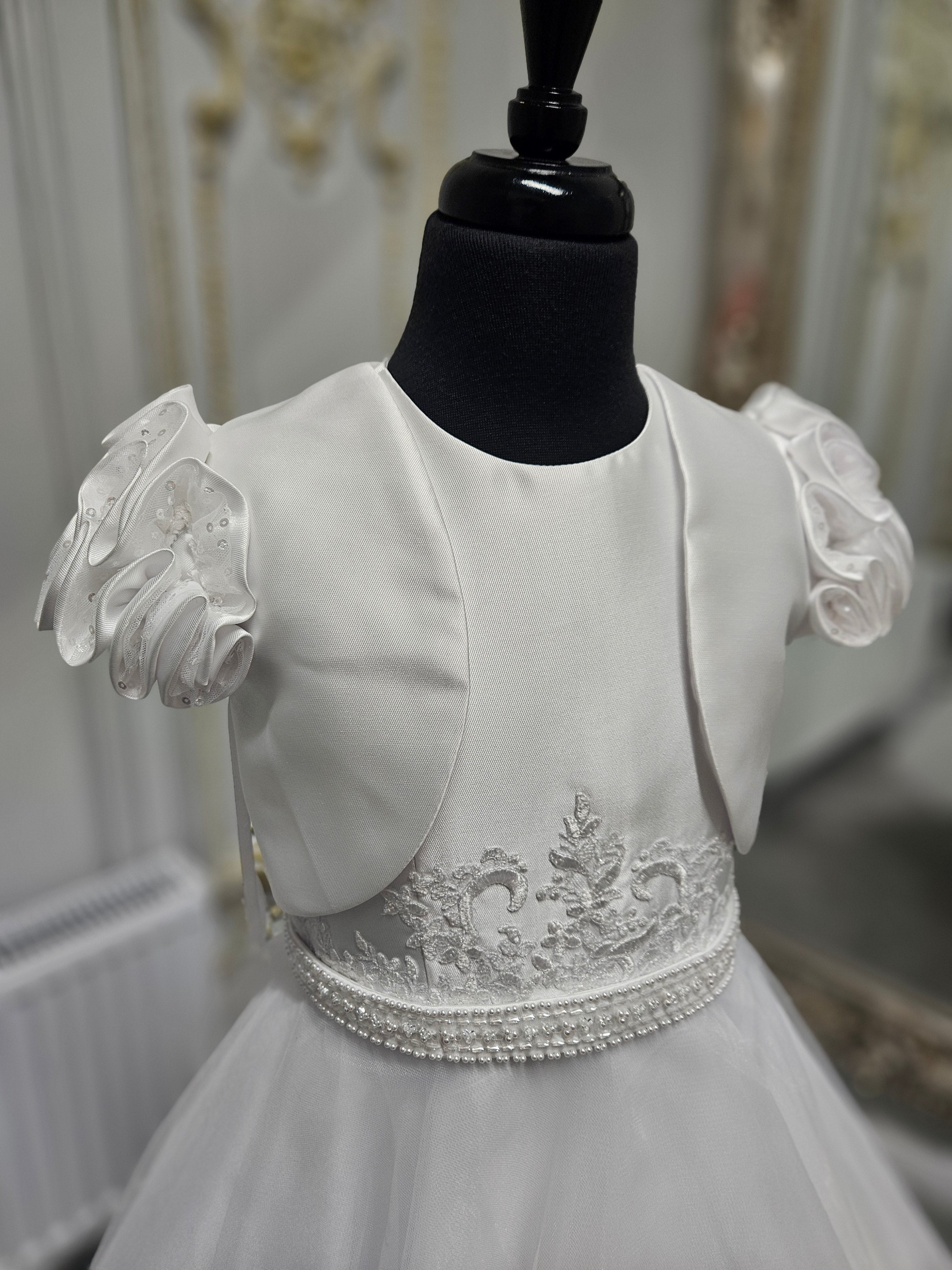 SALE COMMUNION DRESS KOKO Girls White Communion Dress:- KO25830/832 AGE 6, 7 & 8