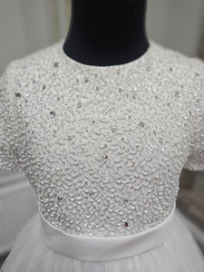 SALE COMMUNION DRESS Little People Girls White Communion Dress:- Reitlin Age 6 & 9