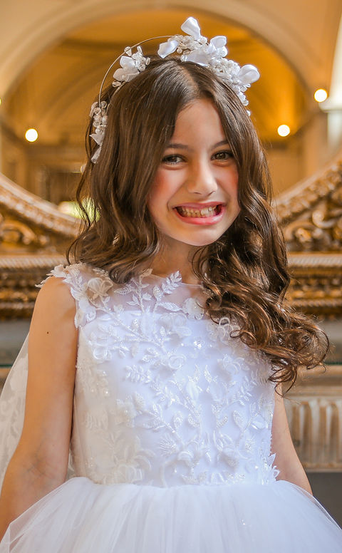Crystal & Pearl Elodie White Communion Dress (Tulle Skirt)
