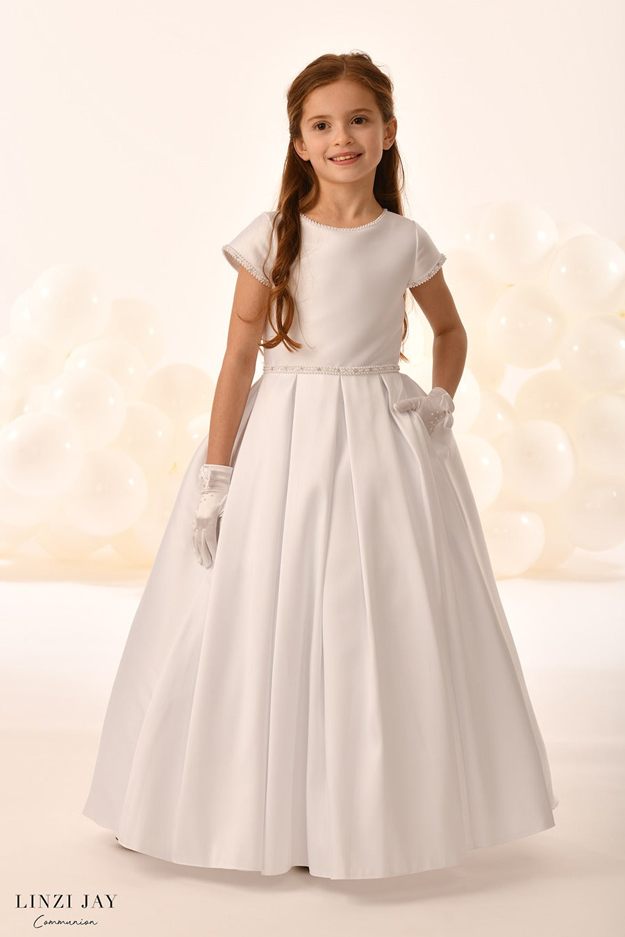 Linzi Jay Girls White Communion Dress:- Ruby