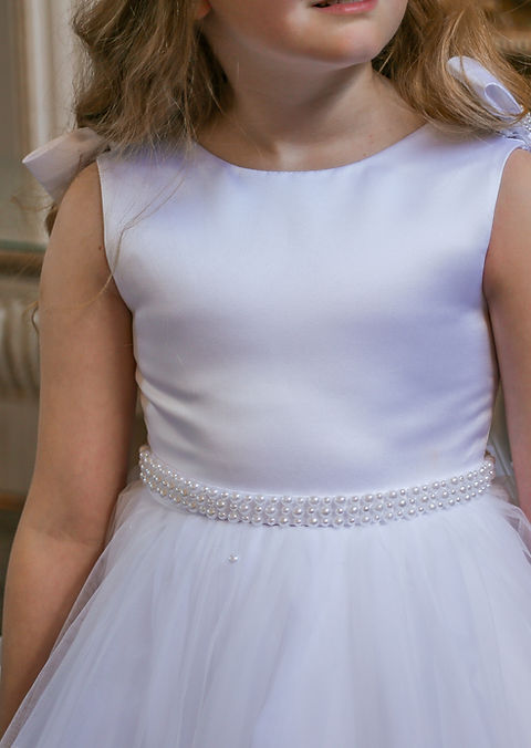 Crystal & Pearl Zaria White Communion Dress (Tulle Skirt)