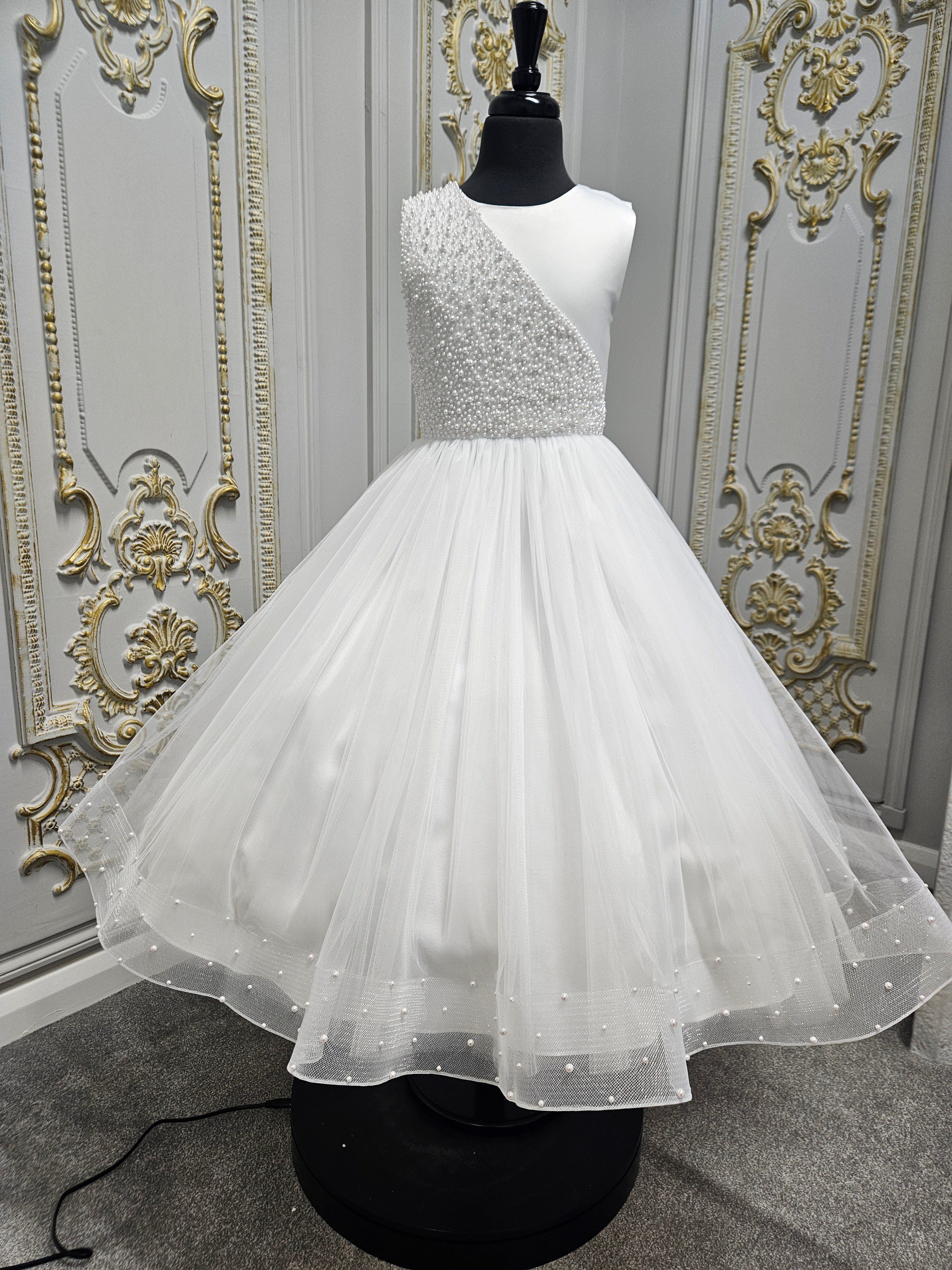 Rosa Bella By Sweetie Pie Girls White Communion Dress:- RB687