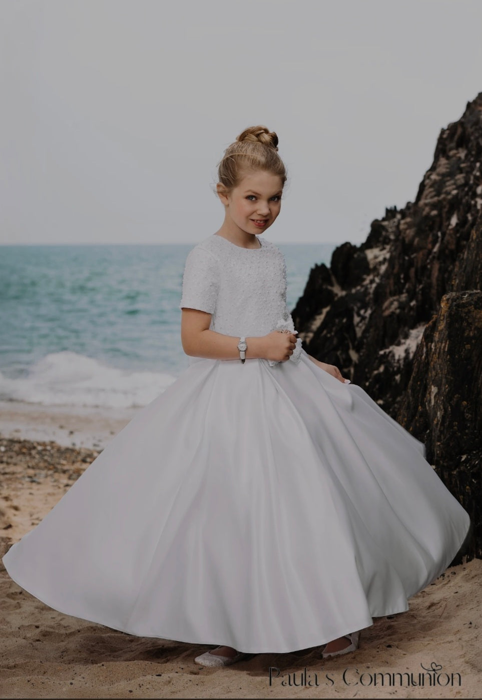 Paula's Communion Girls White Communion Dress:- PJ110
