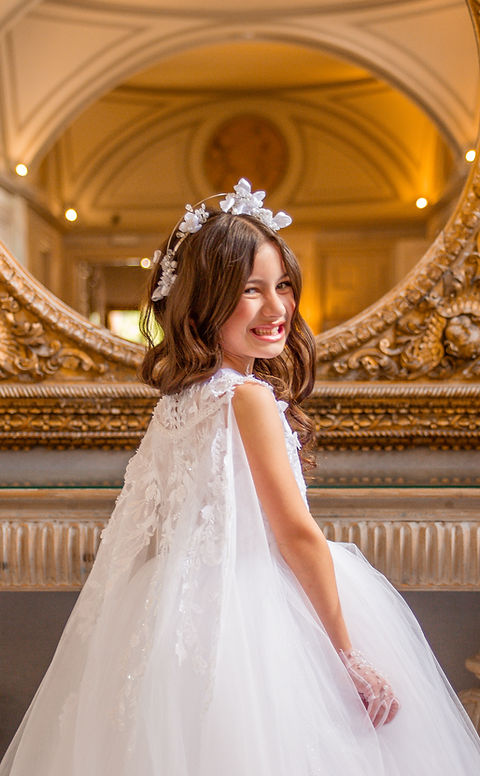 Crystal & Pearl Elodie White Communion Dress (Tulle Skirt)