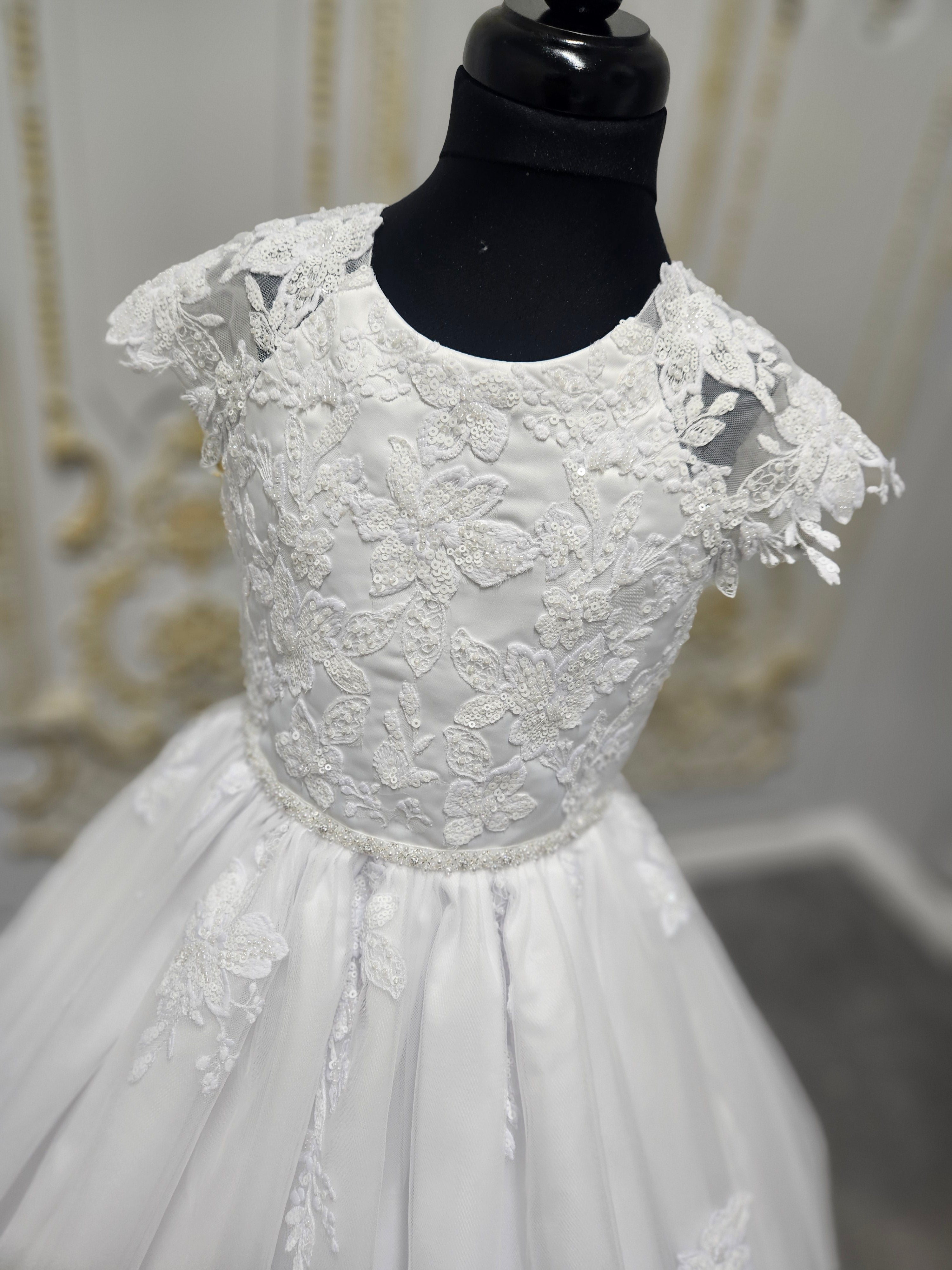 Rosa Bella By Sweetie Pie Girls White Communion Dress:- RB685