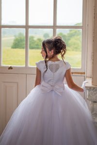 Crystal & Pearl Cherub White Communion Dress (Straight Tulle Skirt)