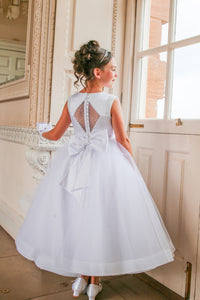 Crystal & Pearl Boujee White Communion Dress (Straight Skirt With Horsehair Hem)