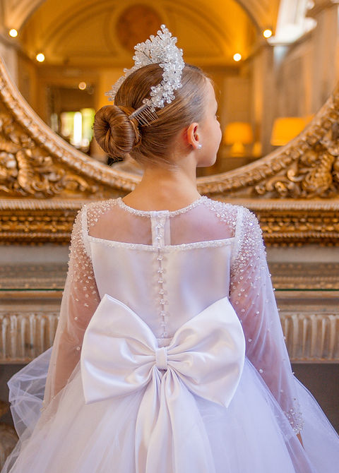 Crystal & Pearl Karolina White Communion Dress (Tulle Skirt)
